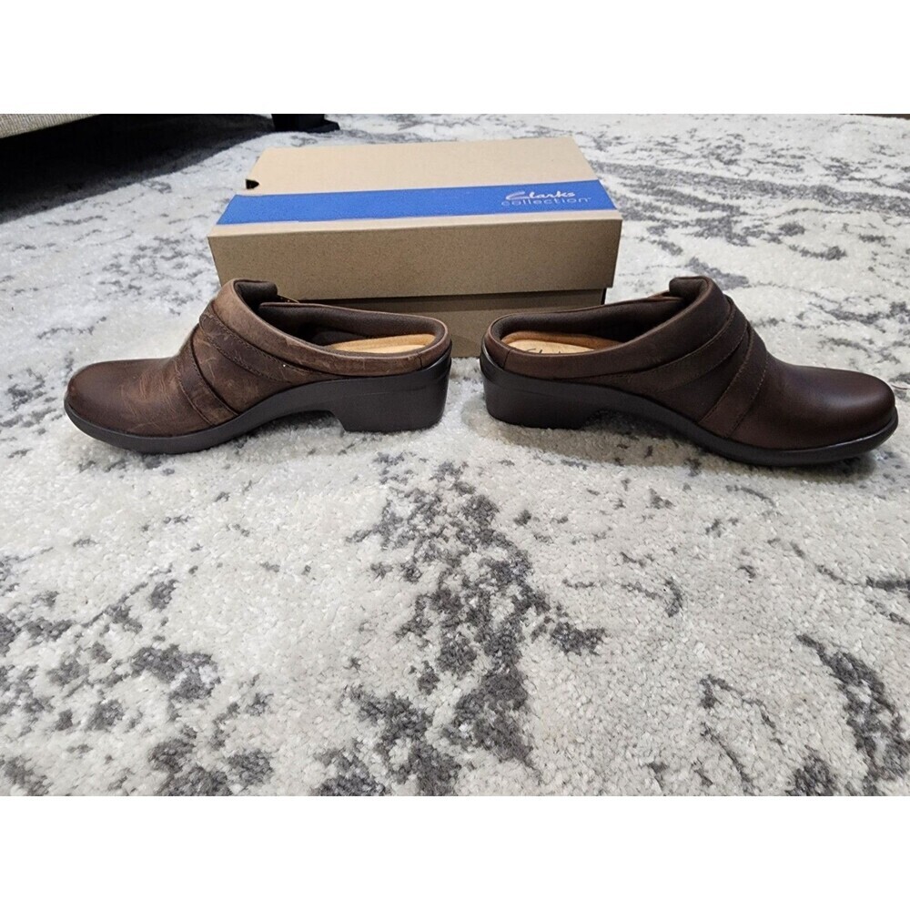 Clarks Women's Angie Braley Mule, BROWN Slate Leather Size 6.5 M - Picture 3 of 9